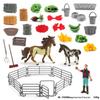 Cross-Border Children's Horse Farm Playset with Pinto Horse, Worker, Fence, Tools, Haystack, and Scene Decoration