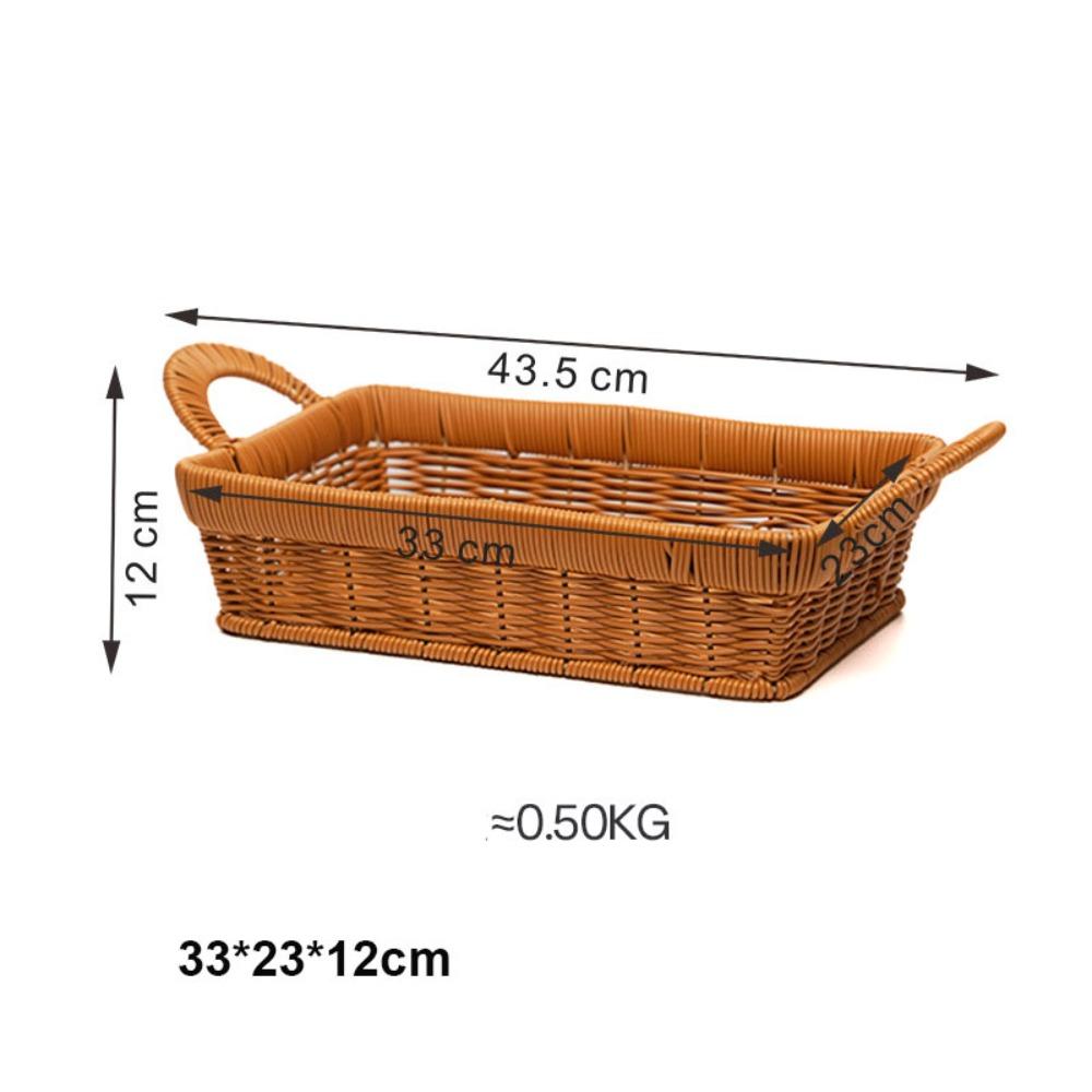 Portable Handwoven Bread Storage Basket Double Handle 6 Styles Fruit Tray Sundries Organizer Breathable Outdoor Picnic Basket