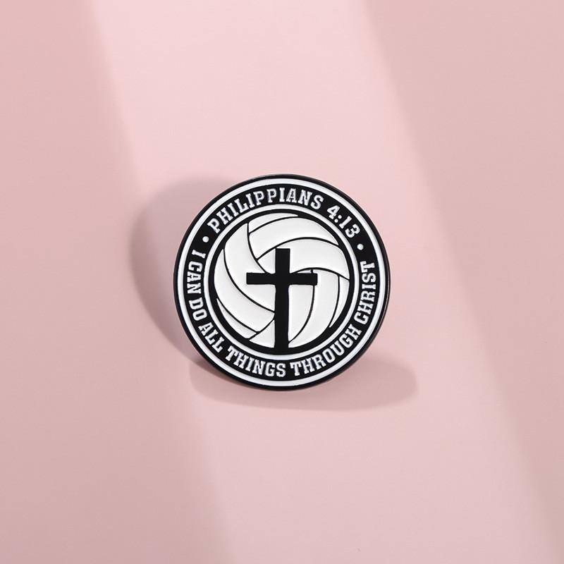 And Trendsetting Cross Letter Design Geometric Metal Badge With Colorful Coating For Enthusiasts Fashion