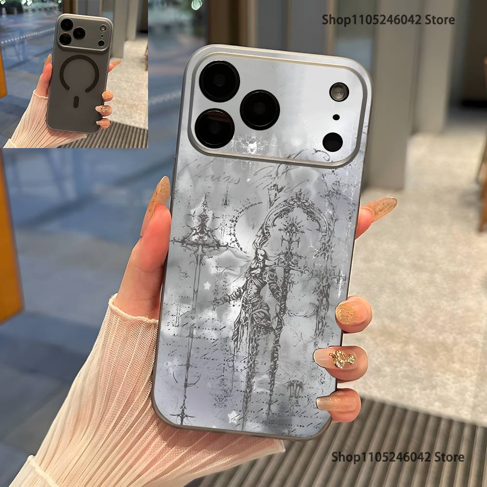 

Gothic coquette cybersigilism Magnetic Wireless Charging Transparent gray Phone Case For iPhone 17,16,15,14,13,12,11Pro,Max,Plus iPhone17pro