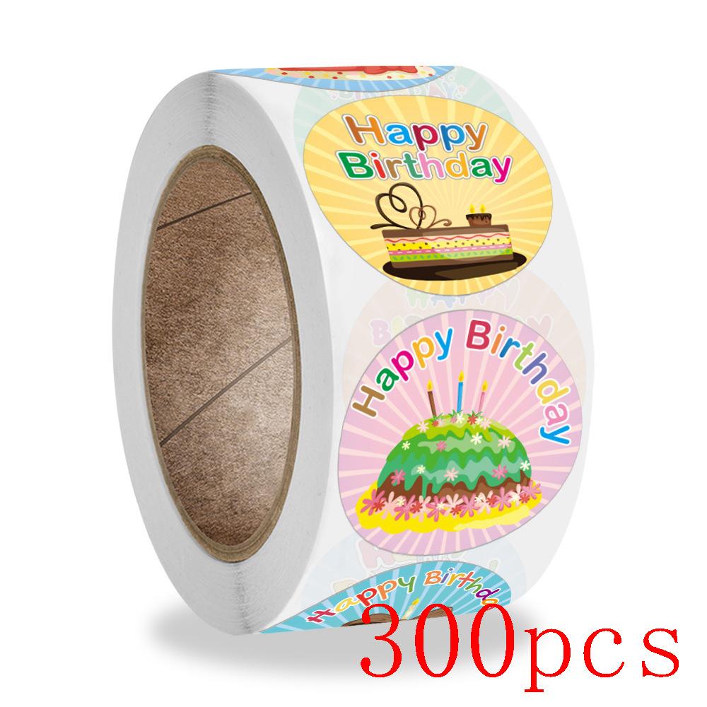 50-500Pcs Round Happy Birthday Stickers For Party Decor Envelope Sealing Label Gift Packing Adhesive Sticker Greeting Card Label