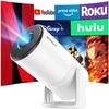 WISHOLY Home Projector Android Ceiling 1080P Auto Keystone Bluetooth HiFi Zoom Quiet Connections To [Motorized Focus, TV, 270° Rotation] Projection,