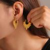 Leaf-Shaped 18K Gold Plated Titanium Steel Earrings