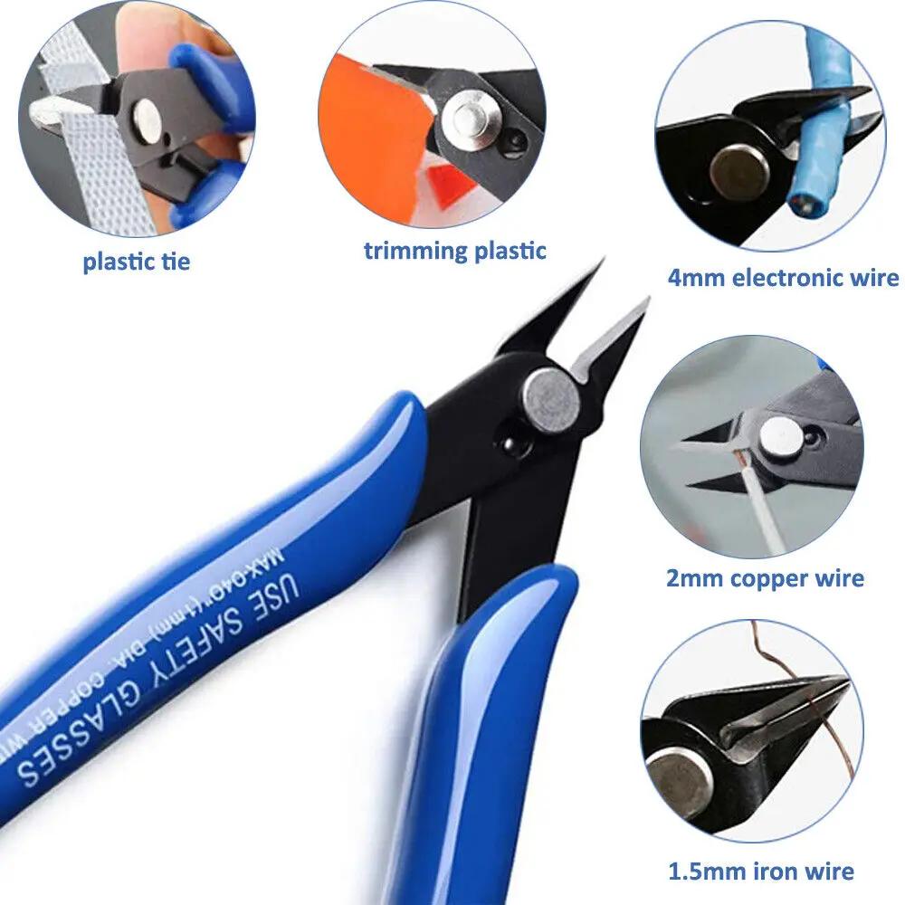 Pliers Carbon Steel Pliers Electrical Wire Cable Cutters Cutting Side Snips Flush Pliers Nipper Home Hand Tools Blue