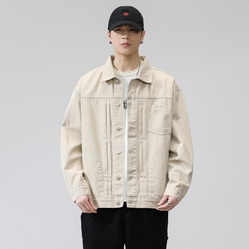 Denim Jacket Men's Spring New Loose Trendy Brand Handsome Denim Jacket Spring and Autumn Men's Work Jacket Trendy