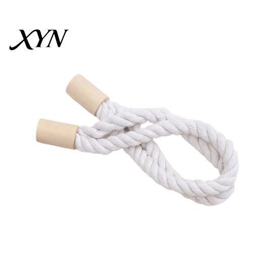 Wall Damage Free Curtain Holder Magnetic Tieback, Cotton Linen Rope Holdback with Wood Buckle for Tool Drapes, Decorative Tie Backs Bedroom,