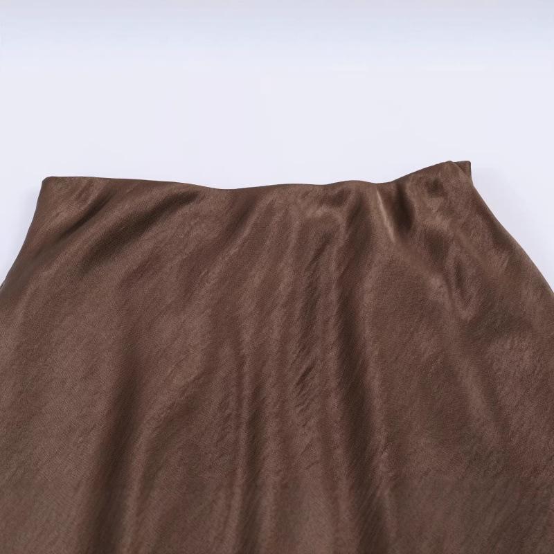 2026 European American Satin Lace Patchwork Slit Skirt