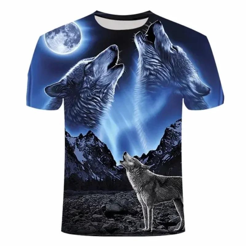 2025 Wolf T Shirt For Mens Animal Print Short Sleeve Top 3D Casual Street Man's T-shirt Oversized Tee Shirt Men Vintage Clothing