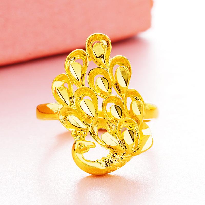 Peacock Opening Women's Ring Korean Style Fashion Saou Coin Ring