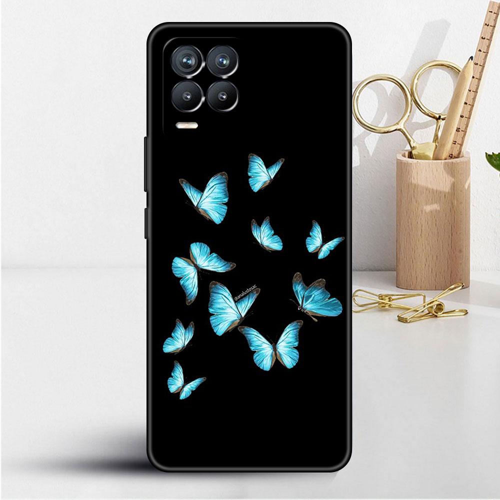 Case For Realme 8 C21y GT Neo 2 3 8i C21 7 C11 6 C12 C35 C3 GT 9 Pro C12 Silicone TPU Phone Cover Beauty Pink Butterfly