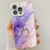 For iPhone 16 Pro Max Case with Kickstand IMD Marble Pattern Electroplated Phone Cover