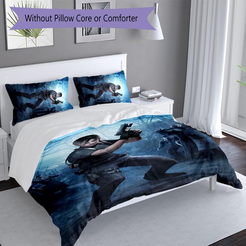 3pcs Resident Evil Leon S. Kennedy2 pattern bedding set duvet cover set includes duvet cover &pillowcases, perfect all season bedroom decoration & gif