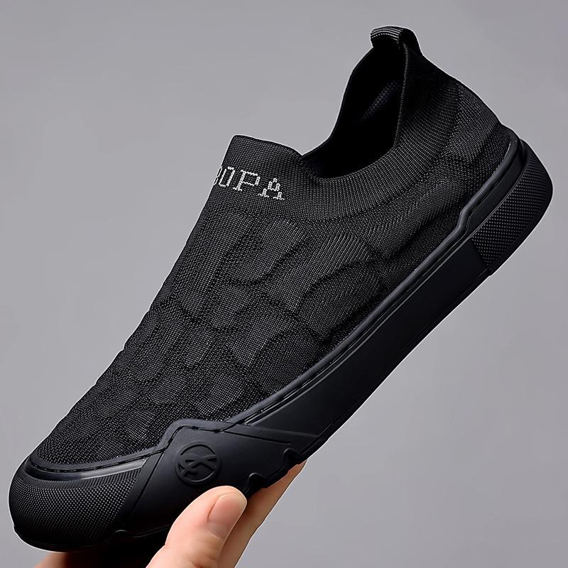 Summer new men s fly-woven mesh breathable men s shoes handmade online sports style casual shoes trendy shoes 38 чёрный