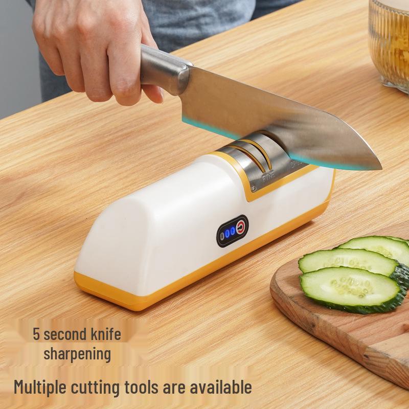 Electric Knife Sharpener with Whetstone and Quick Charging - Compact Kitchen Tool