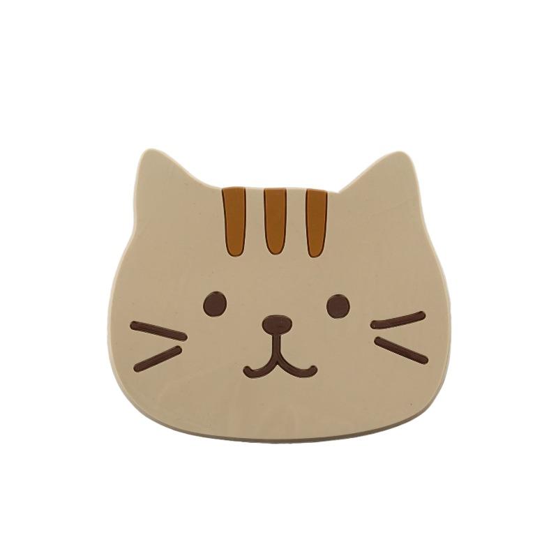 1pc Cat Coasters, Silicone Cute Coasters Easy To Clean, Fun Coaster Non Slip Hot Pads for Drinks, Coffee Table Dinning Room Decorations for Cat Lovers