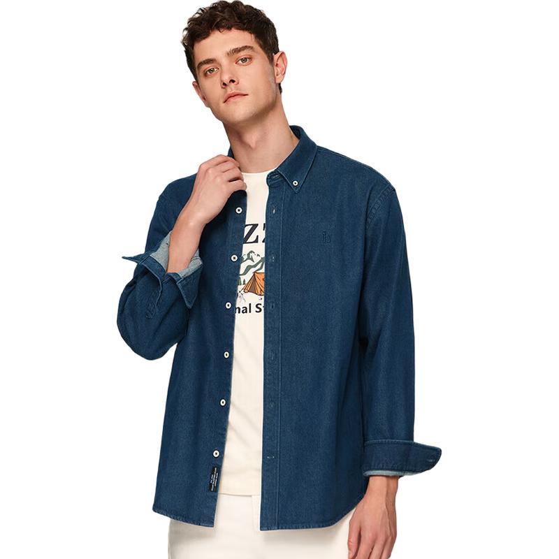 HAZZYS Men s Denim Casual Long Sleeve Shirt L (175/96A)