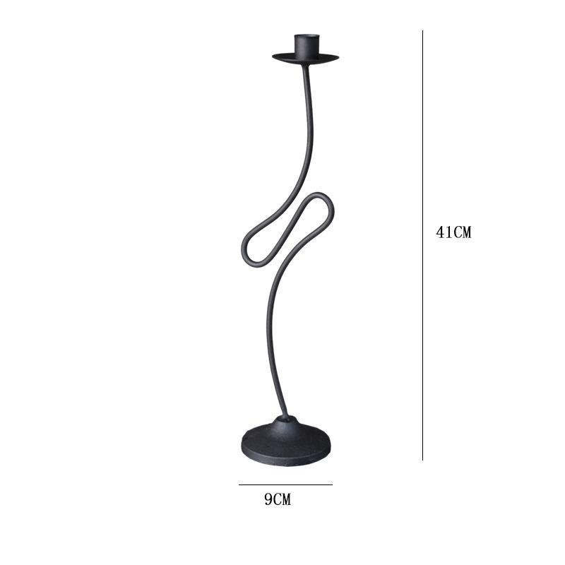 Home Decoration Irregular Candlestick Ornament Iron Candle Stand Creative Romantic Atmosphere Black Candlestick Decoration