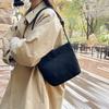 Large Capacity Women's Suede Handbag with Letter Pattern Magnetic Buckle Velvet PU Underarm Bag Retro Korean Style
