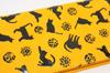 Hasegawa Deerskin Inden Long Wallet with Bill Compartment, Unisex (Yellow Cat Design)