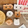Adorable Ceramic Sauce Dish with Cute Dog & Bear Design - Single/Double Compartment Dip Bowl for Condiments, Snacks, Sushi, Soy