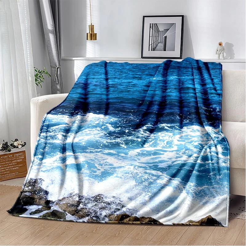 29 Style New Sea Water Beach Reef Nature Scenery 3D Blanket,Soft Throw Blanket for Home Bedroom Bed Sofa Travel Picnic Cover Kid