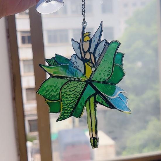 Acrylic Dancing Girl Hanging Decoration 2D Flat Stained Glass Dancer Indoor Outdoor Garden Yard Hanging Ornament