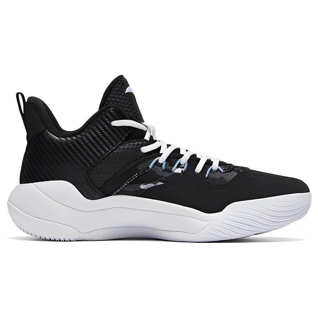 Anta Laser 4 Slip Resistant Abrasion Resistant Mid Top Basketball Shoes Men's Black White 112311607-7