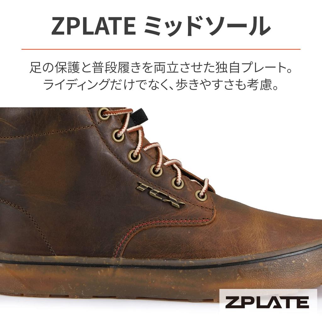 Daytona TCX Motorcycle Riding Genuine Leather Side CE 7307W Dartwood 19291 Shoes, (Grained Cowhide), Waterproof, Zip, Standard, Waterproof, Brown,