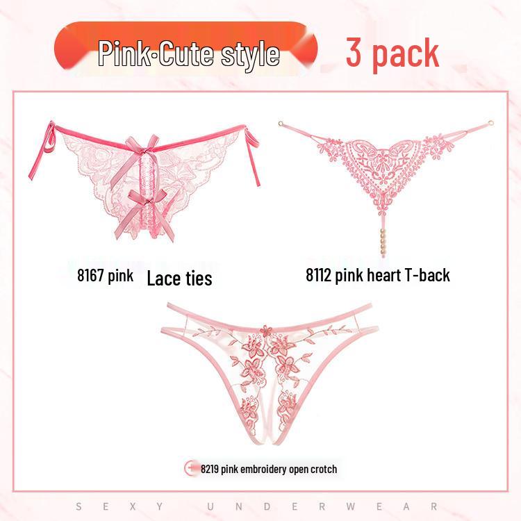 Seductive Japanese Lace Open Crotch Panties Set