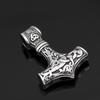 Titanium Steel Thor's Hammer Pendant Necklace - Viking Odin Design for Men and Women