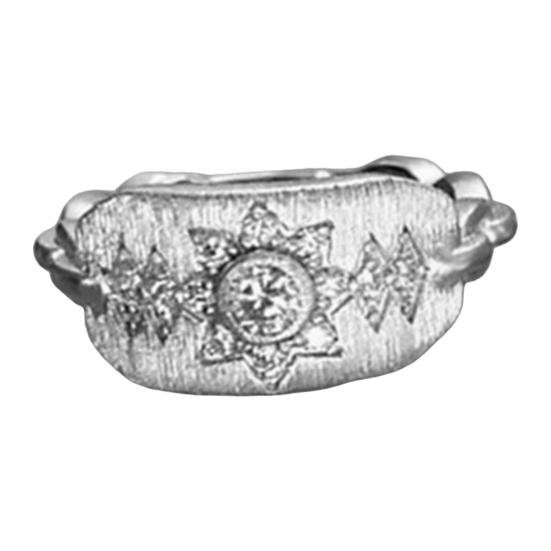 

Женское кольцо-солнце со стразами в стиле ретро, гальванизированный сплав, регулируемая окружность, ангел, декоративное украшение на палец для клуба, вечеринки, свидания серебряный