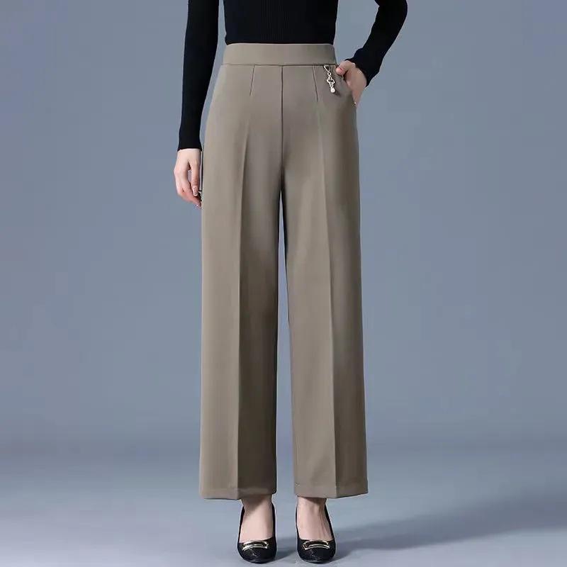 

2026 Spring & Autumn High-Waist Plus Size Wide-Leg Casual Pants for Middle-Aged & Elderly Women M 45-50 kg