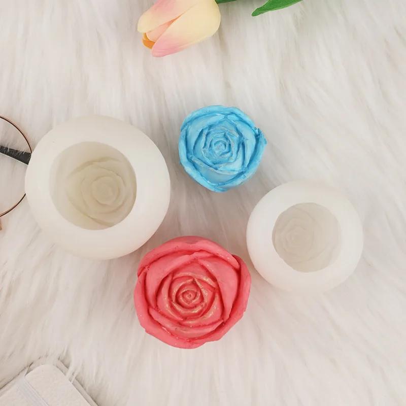 DIY Handmade Soap Aromatherapy Candle Mold Rose Silicone Ice Hockey Moulds 3D Plaster Resin Silicone Molds Form for Candles Arts