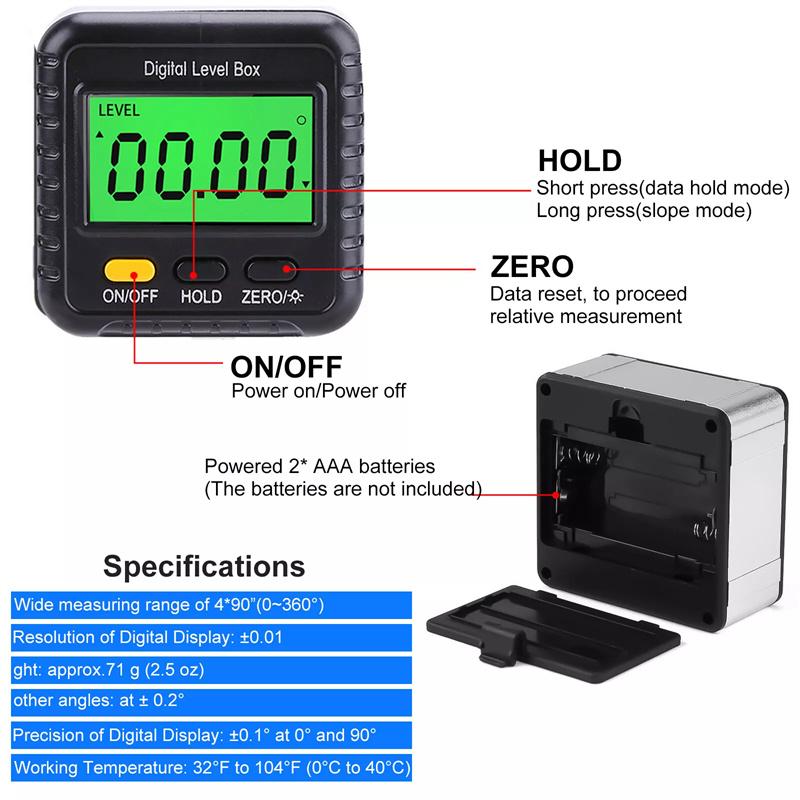Mini Level Box Digital Inclinometer Magnetic Angle Gauge Meter Electronic Finder Protractor Measuring Tool For Home Decoration