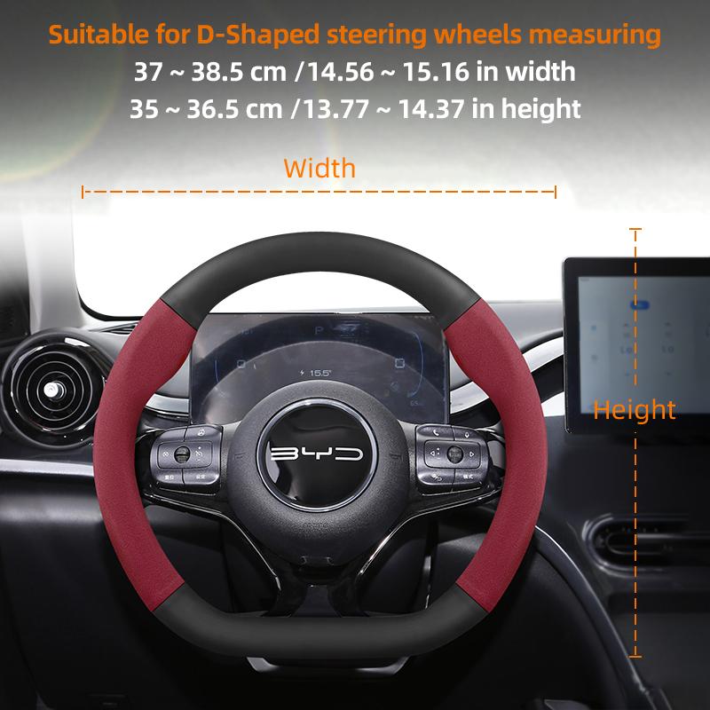 Suitable for Byd Suede Matte Carbon Fiber Texture Steering Wheel Cover Suitable for Dolphin Mini Seal Atto 3 King Shark 6 Song Pro Seagull F0 MM20