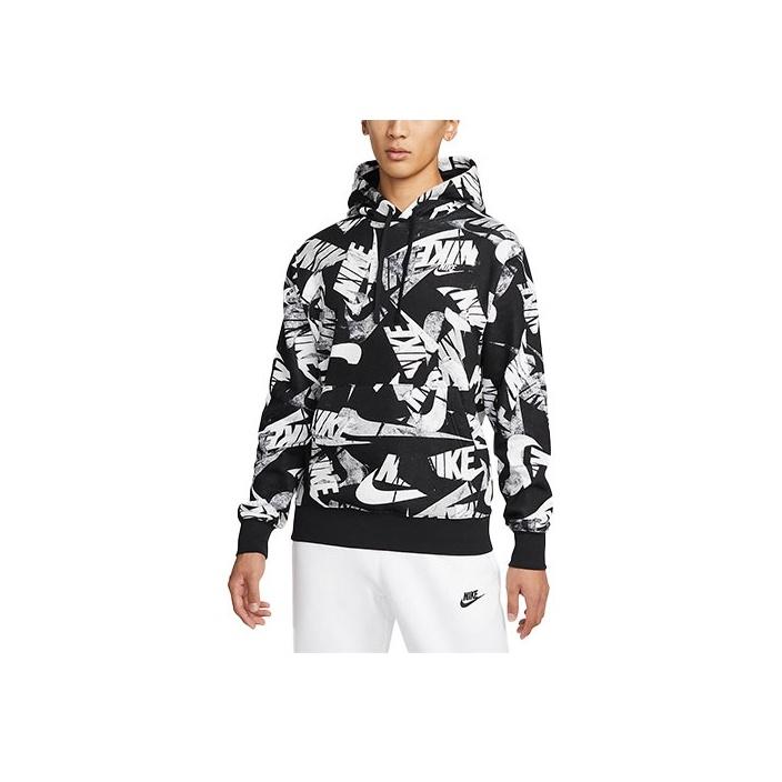 Nike Allover Logo Print Hoodie Sweatshirt Men Tops Black DM6882-010