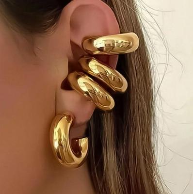 Chic European & American Fashion C-Shaped Statement Ear Clips - Unique, Elegant, High-End Design Earrings