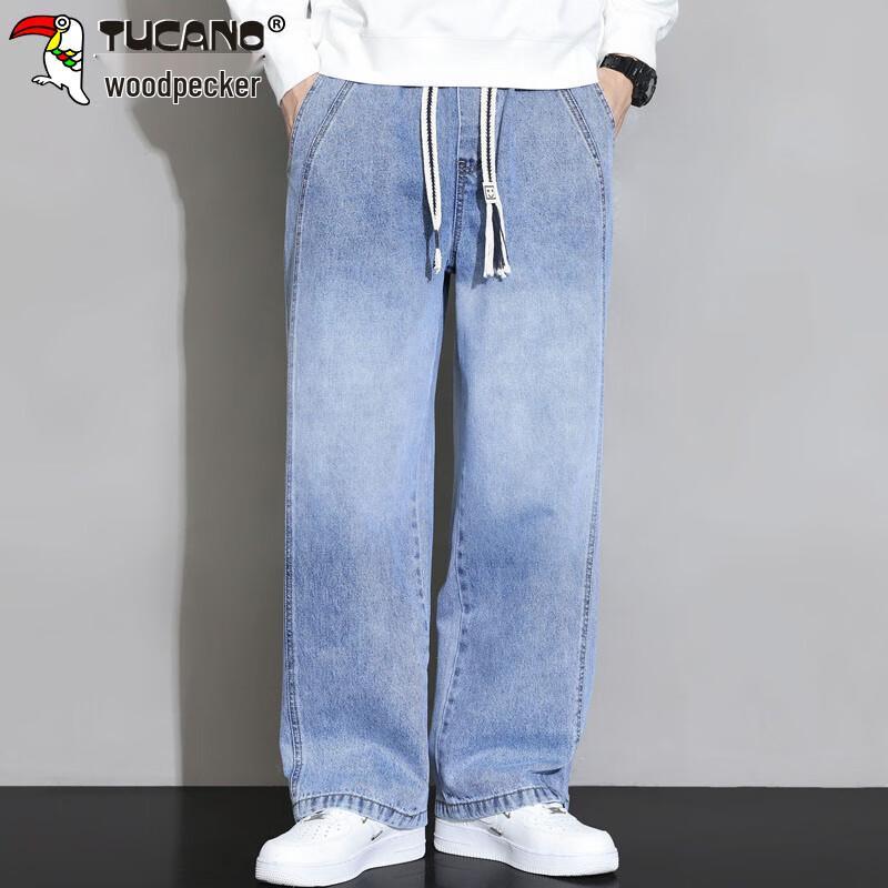 TUCANO Men's Loose Straight Leg Stretch Denim Jeans