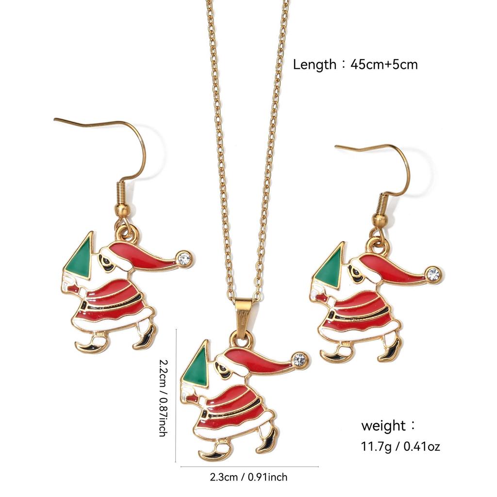 Stainless Steel Christmas Earrings & Necklace Set: Bells, Snowflakes, Santa, Tree, Candy Cane for Women