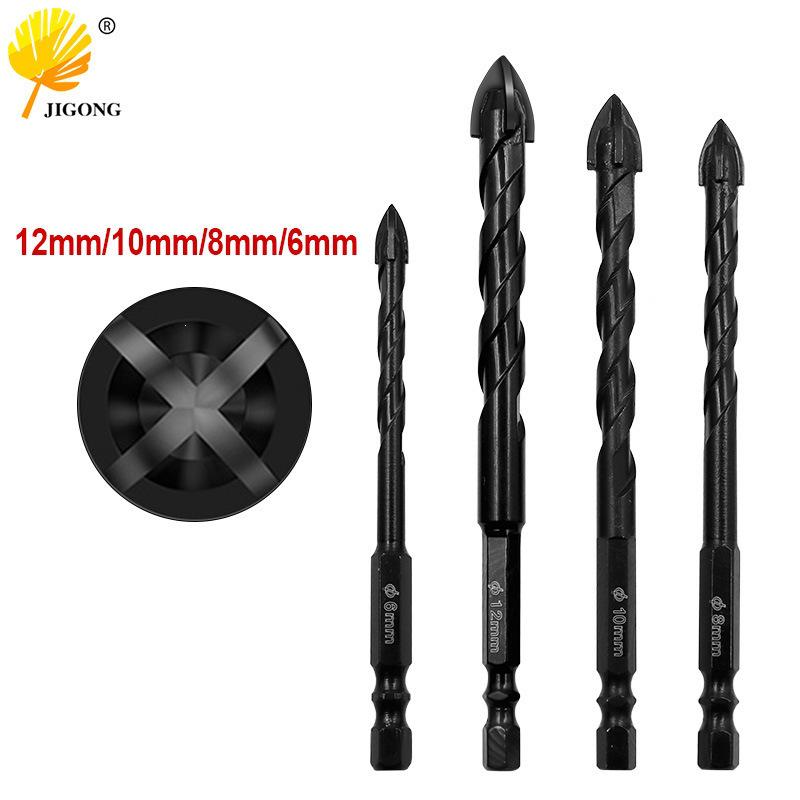 Hex Shank Double Groove Glass Drill Bit for Ceramic, Wood, Cement - 4-Flute Cross Spiral Design