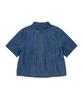 LEE Women'S Crop Denim Short Sleeve Shirt Indigo Medium