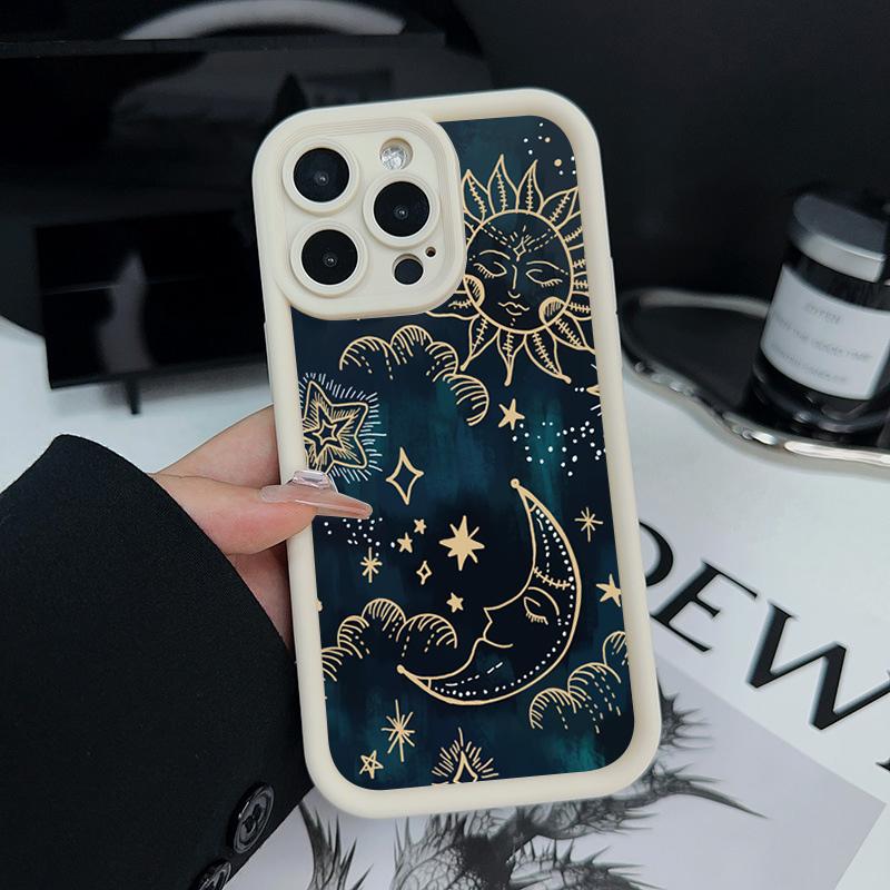 For iPhone 17 16 15 14 13 12 11 Pro Max Case Moon Sun Design Printed Silicone Cover For iPhone XS X XR 7 8 Plus 16e 17 Air Funda