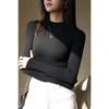 Women's Autumn Slim Bottom Half High Neck Thin Long Sleeve Top