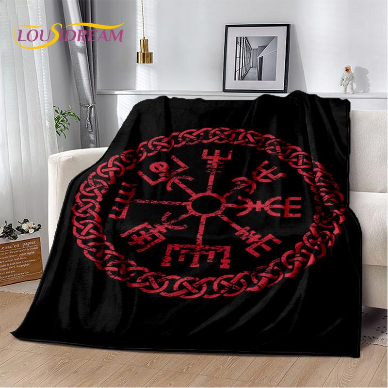 Viking Nordic Odin Valhalla Cartoon Valknut Blanket,Soft Throw Blanket for Home Bedroom Bed Sofa Picnic Office Travel Cover Kids