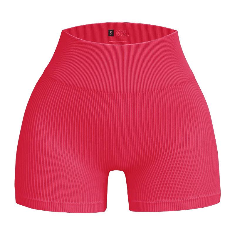 High Waist Seamless Ribbed Yoga Shorts for Running and Fitness