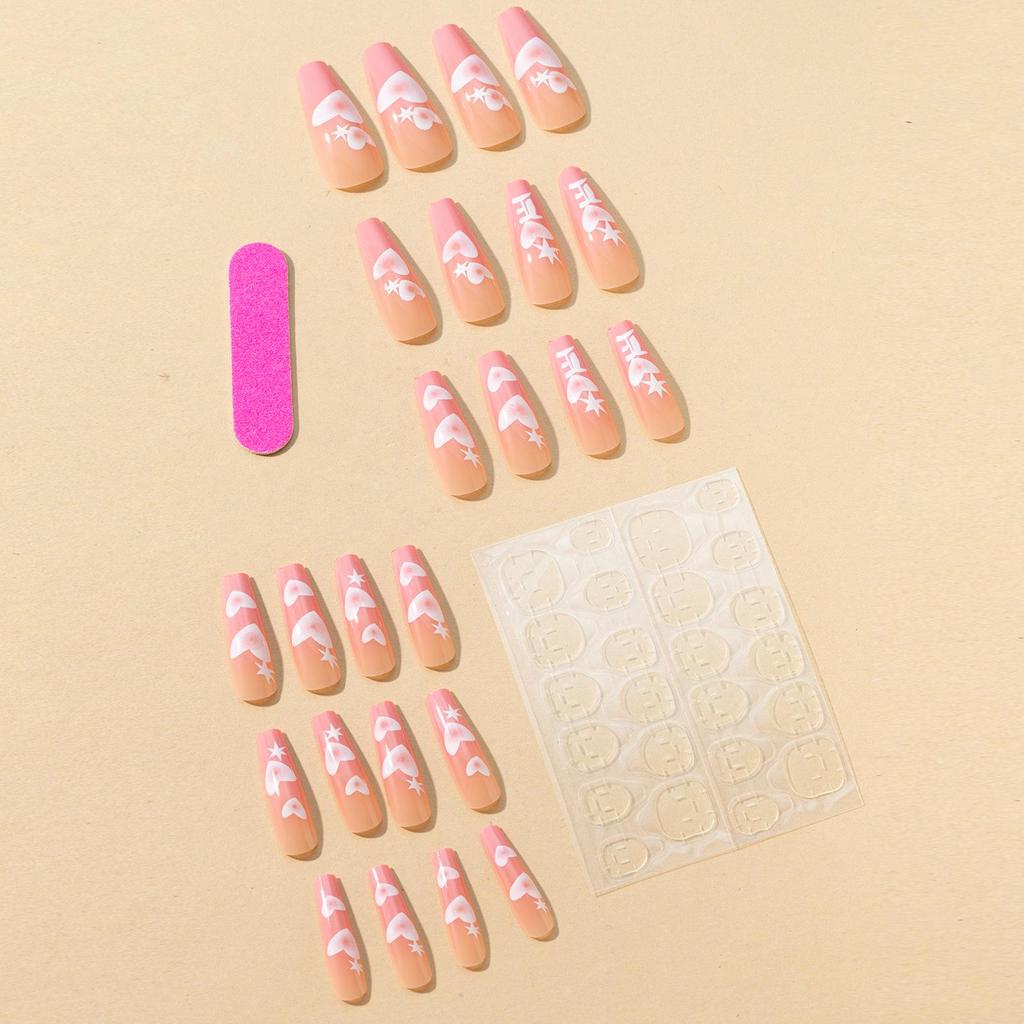 Tips de Unghii Artă de Unghii Inimă Roz Purtabile - Unghii False Dulci în Stil European și American