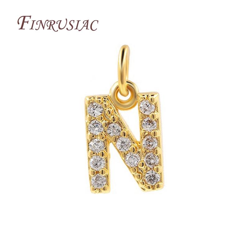 18K Gold Plated Copper A-Z Alphabet Charms For DIY Women's Necklace Jewelry Making Supplies,Fashion Inlay Zircon Letter Pendants