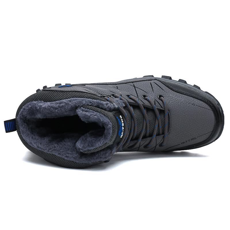 New Autumn High Top Sneaker Men Winter Plush Warm Snow Boots Outdoor Anti Slip Wear Resistant Mountaineering Hiking Footwear