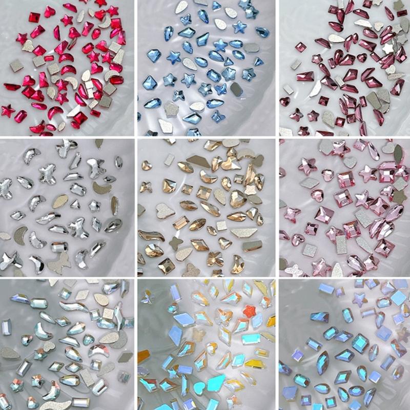 100Pcs/set Elegant Rhinestones 3D Nail Art Crystal Rhinestones Nail Tips Decor