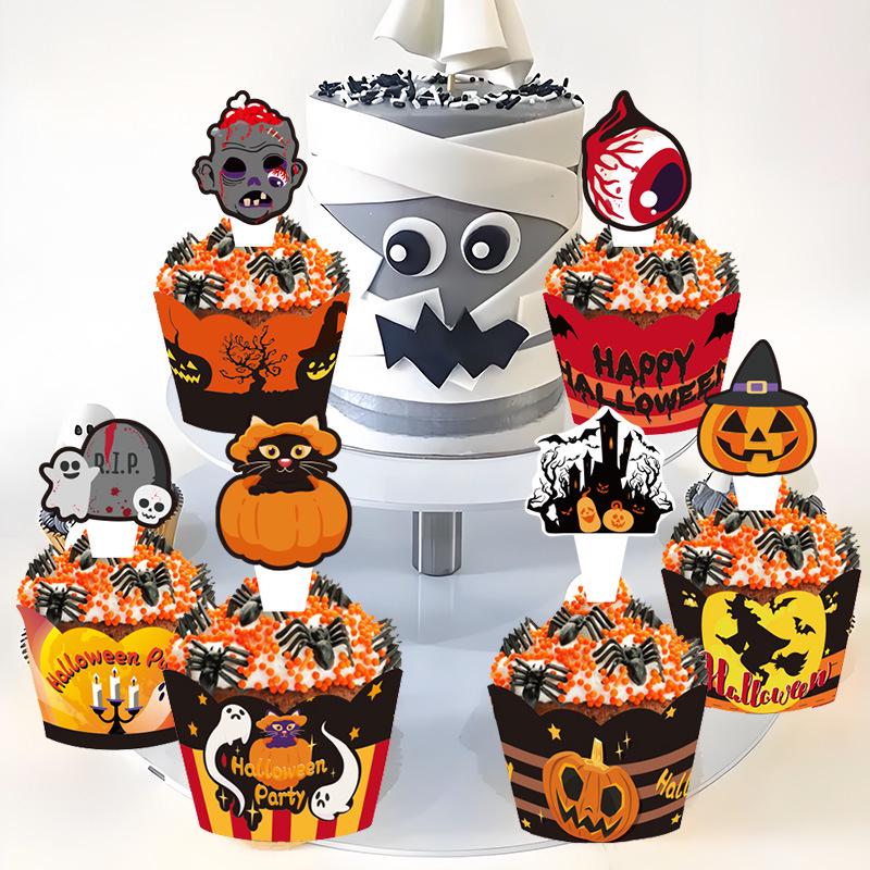 Halloween Cake Wraps & Toppers: Party Supplies & Decorations Set